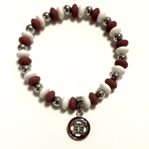 Rustic Cuff Courtney Game Day - Red, White & Silver Bracelet - Picture 4 of 4